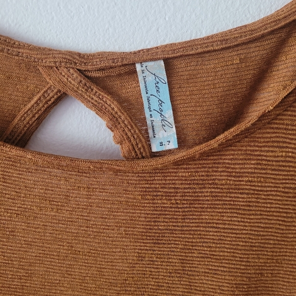 Free People Long Sleeve Top With‎ Open Key Hole Back Small Brown - Picture 4 of 9